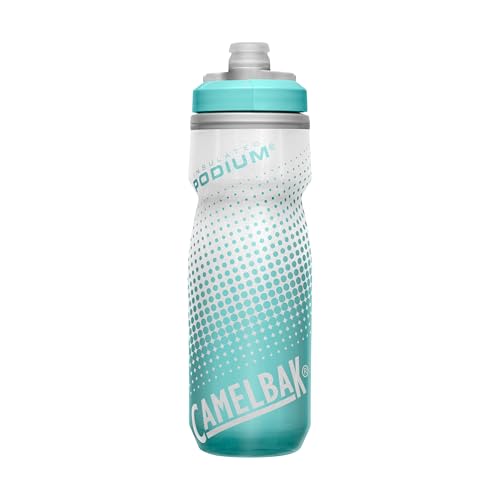 camelBak Podium chill Insulated Bike Water Bottle - Easy Squeeze Bottle - Fits Most Bike cages - 21oz  Teal Dot